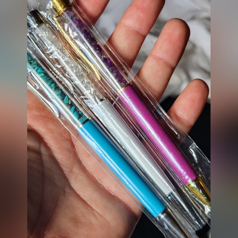 3 Crystal Pens! Clear Quartz, Turquoise, Amethyst